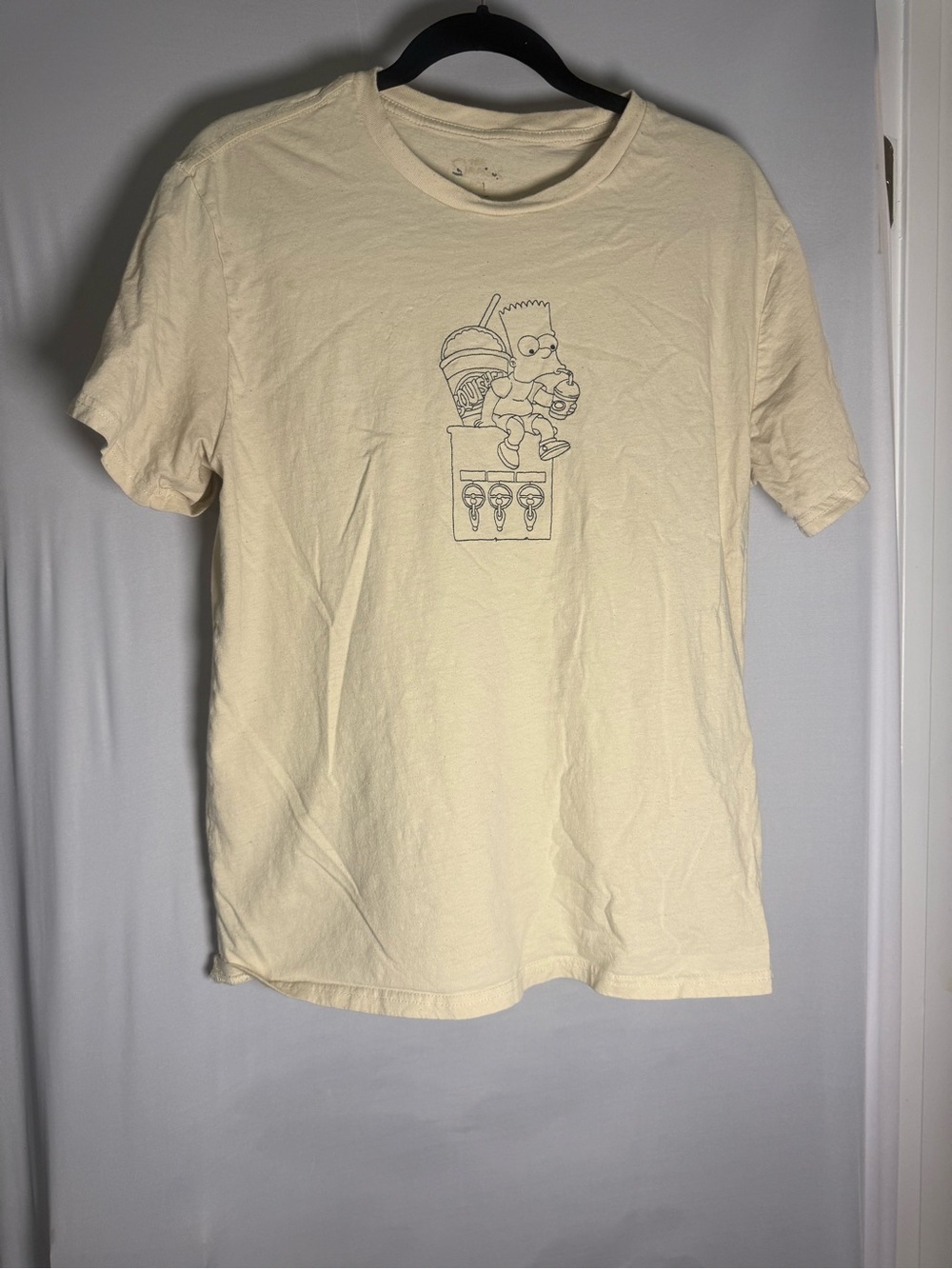 The Simpsons Bart Simpson Krusty Burger Graphic T-Shirt Cream Double-Sided